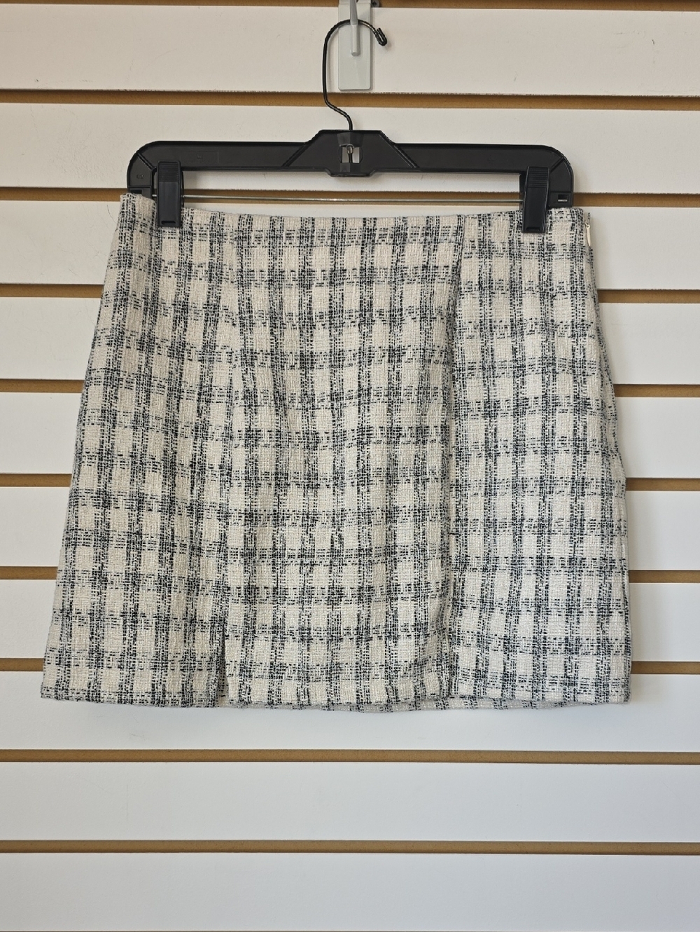 Blue Rain Plaid Tweed Mini Skirt Med